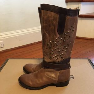 Stetson Angel Wing Stud Zip Up Tall Leather Boots